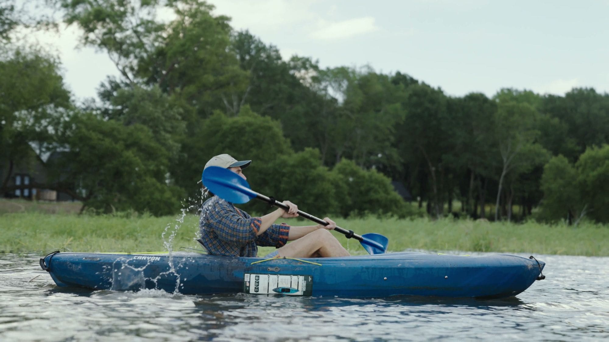 Kayaking on Lake Limestone past the tree line
